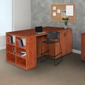 Legacy Desk/ 3 Storage Cabinet Quad with Bookcase End, 46" D, 85" W, 42" H, Cherry, Melamine Laminate LSSD3SC8546CH